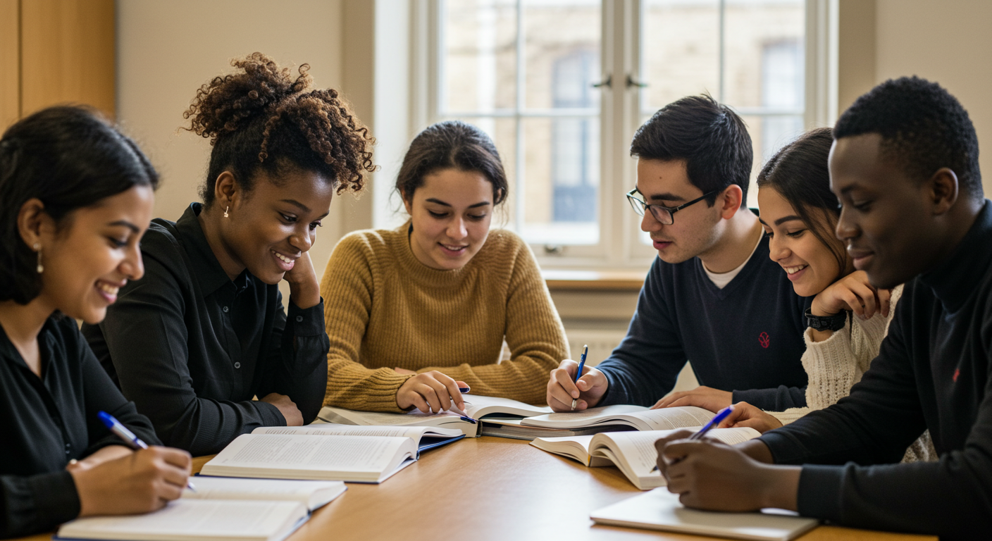 Group of students studying together